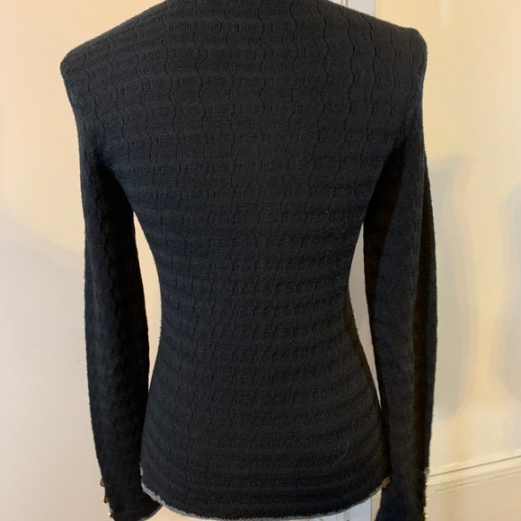 Trina Turk Black Wool Textured Knit Cardigan - Picture 5 of 8